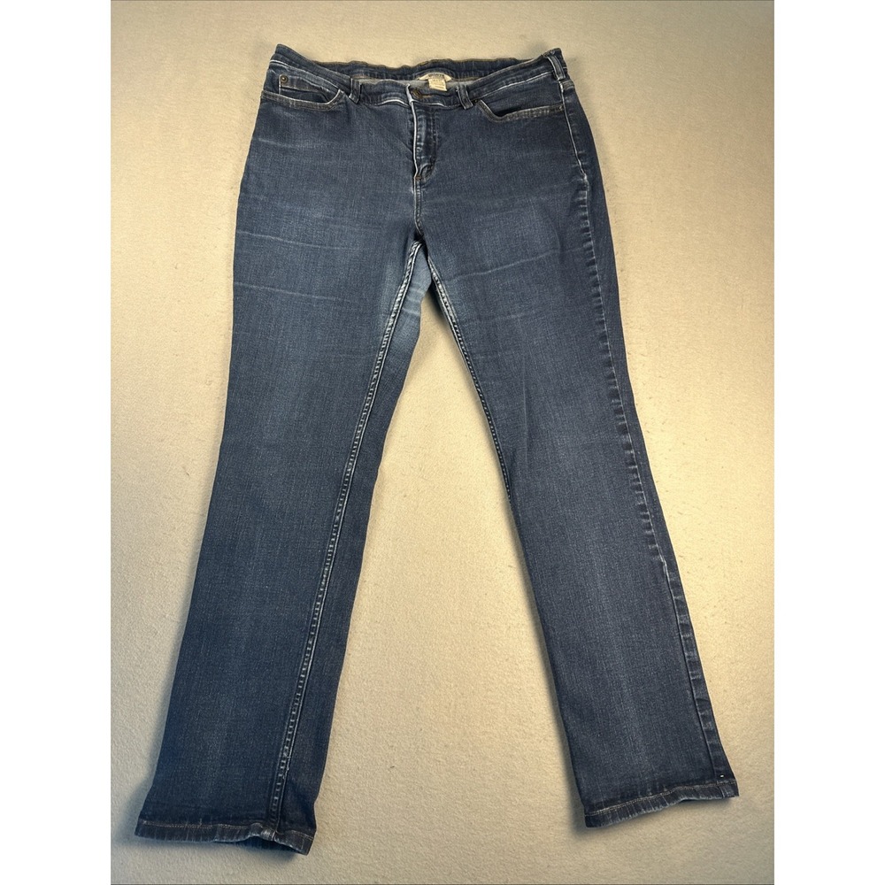 Duluth Trading Jeans Women 16x31‎ Dark Wash Straight Leg Mid Rise Stretch